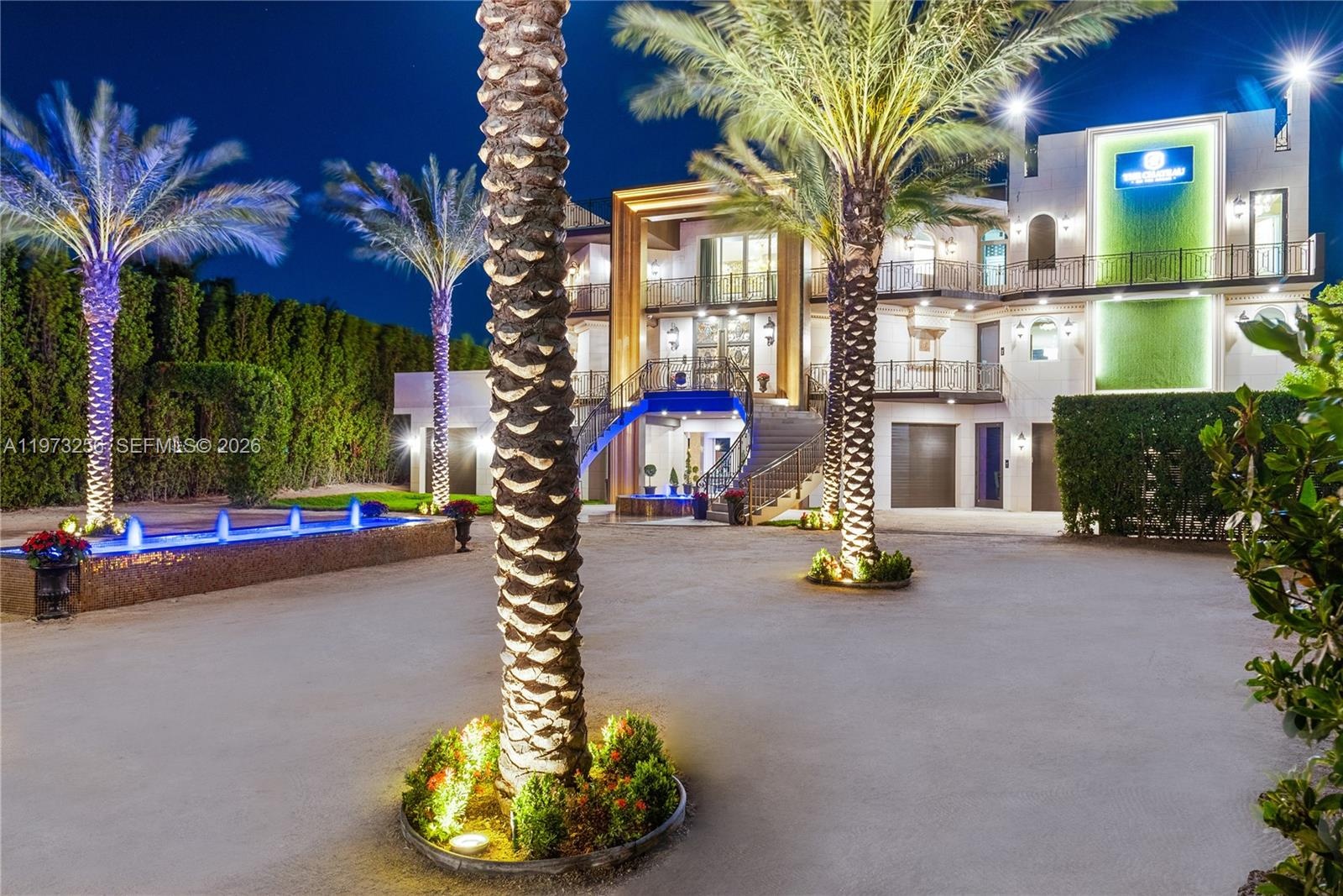 The Chateau on the Ocean illuminated at twilight