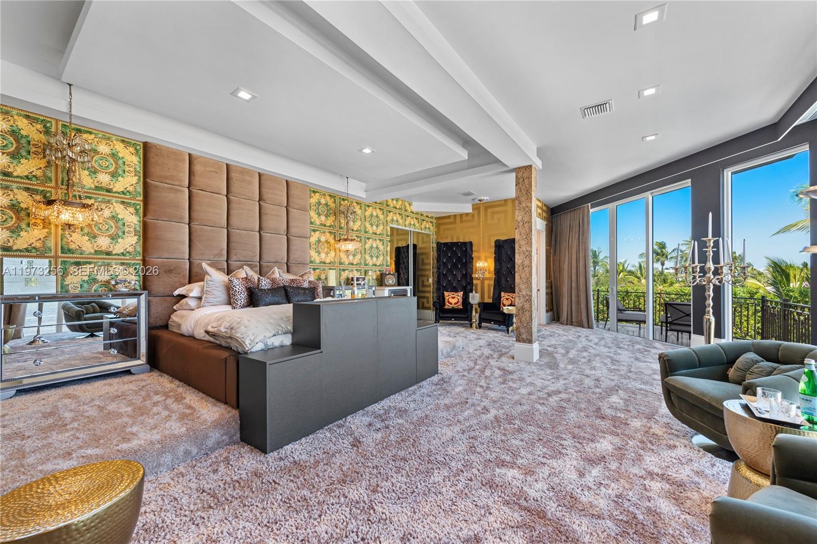 Grand interior with floor-to-ceiling windows