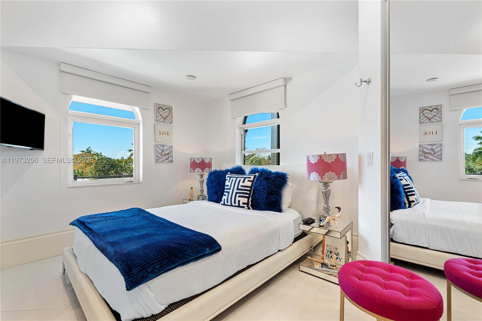 Custom-designed interior with marble flooring