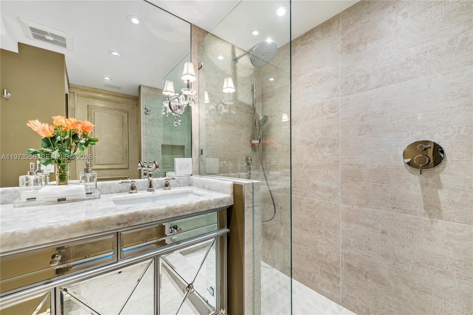 Glamour Suite vanity with salon-grade mirror and lighting