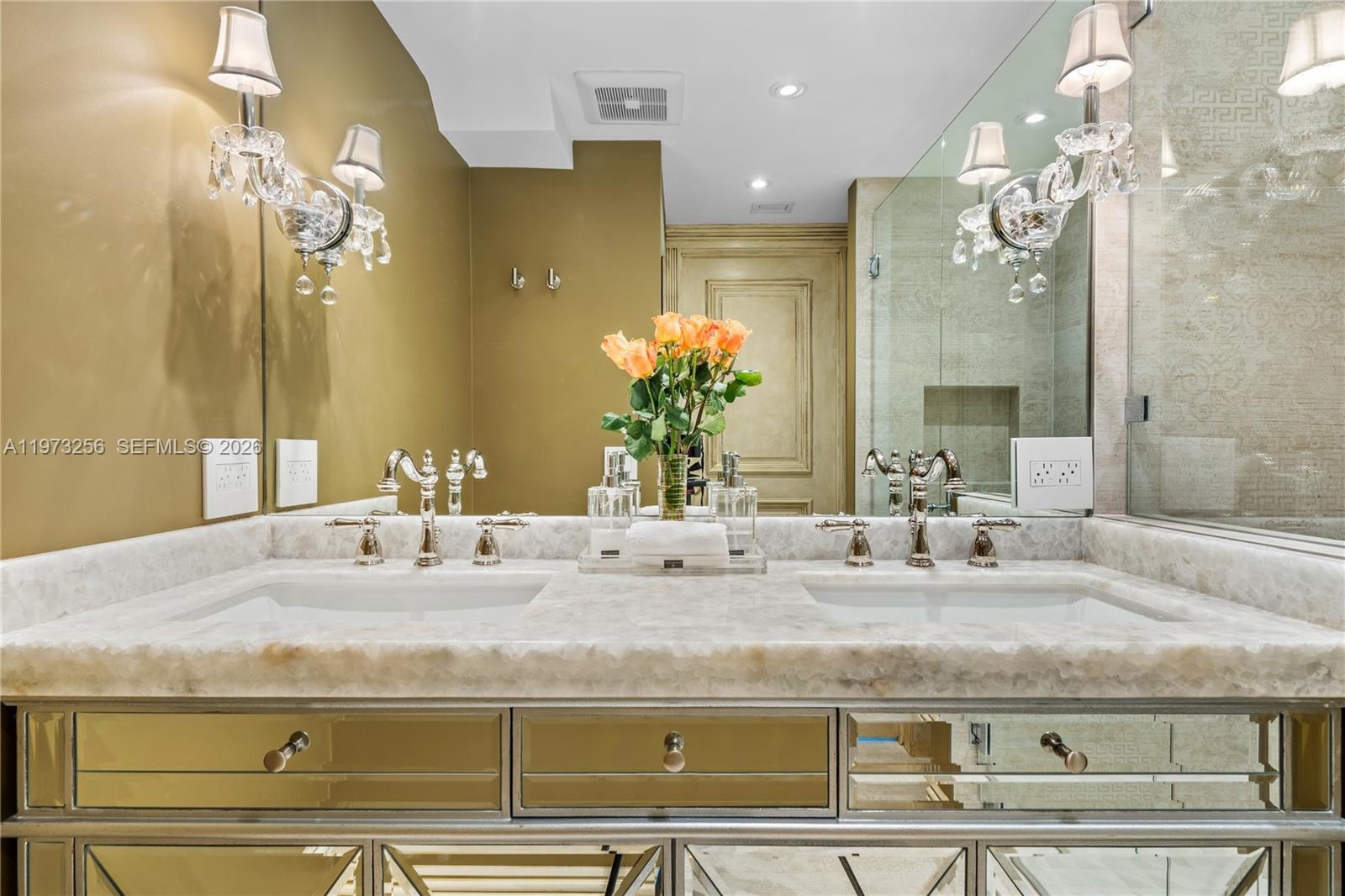 Glamour Suite styling station with luxury appointments