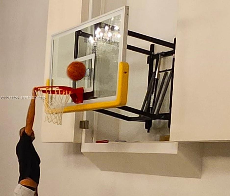 Grand staircase with ornate wrought-iron railings